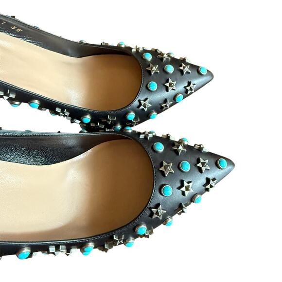 Valentino Garavani Star Studded Turquoise Stud Rockstar Leather Pumps EU 38 US 8 - Picture 8 of 15